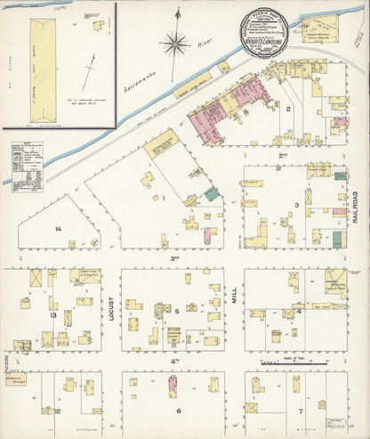 Sanborn Fire Insurance Map from Knights Landing, Yolo County, California (1894), Sheet #0001 - Historic Sanborn Fire Insurance Map Print, vintage old map wall art, antique decor, genealogy gift, California California map