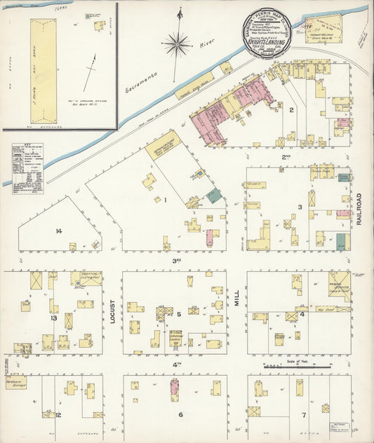 Sanborn Fire Insurance Map from Knights Landing, Yolo County, California (1894), Sheet #0001 - Historic Sanborn Fire Insurance Map Print, vintage old map wall art, antique decor, genealogy gift, California California map