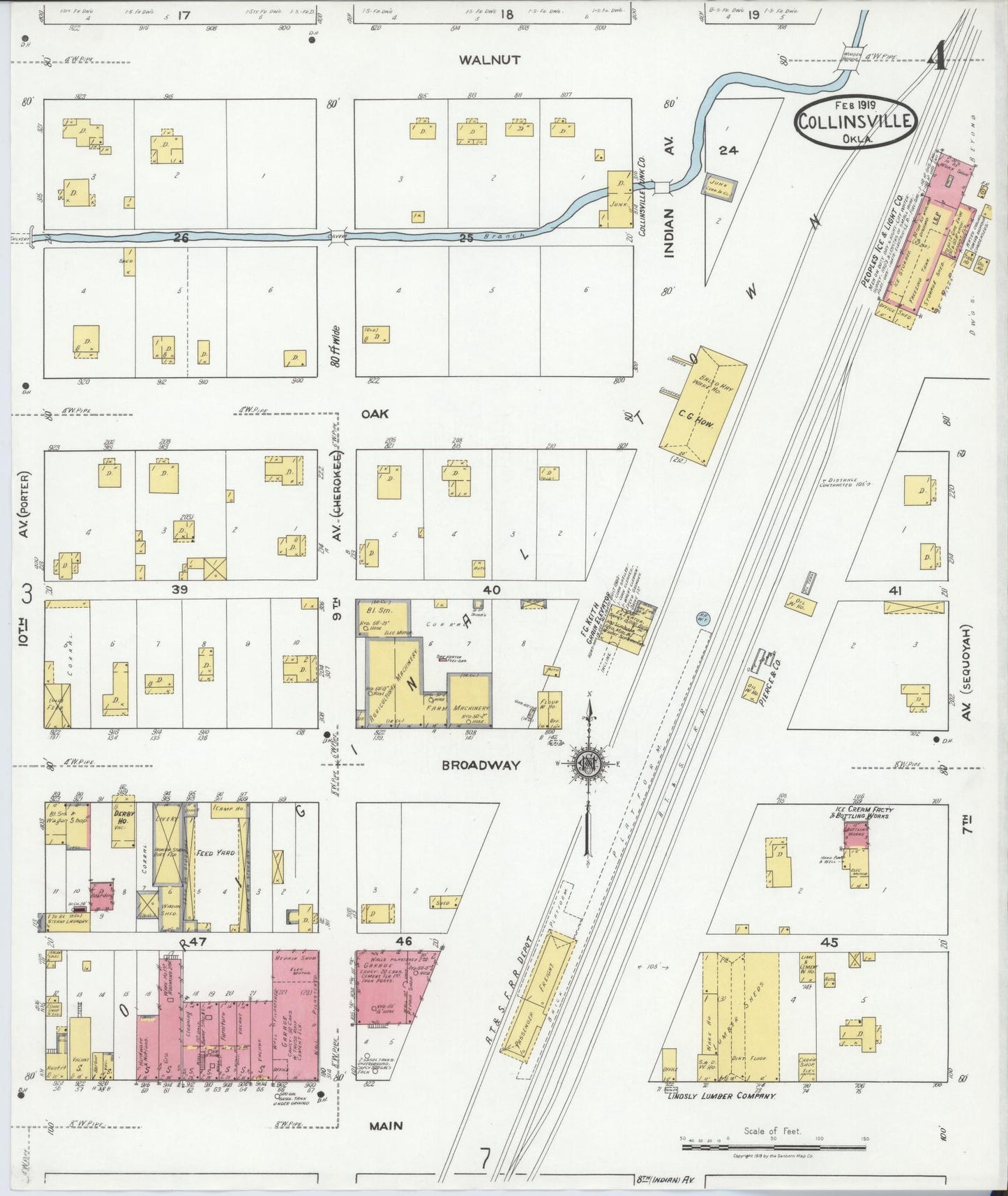Sanborn Fire Insurance Map from Collinsville, Tulsa County, Oklahoma (1919), Sheet #0004 - Complete Map Set gallery image, historic Sanborn map, vintage wall art, Oklahoma Oklahoma