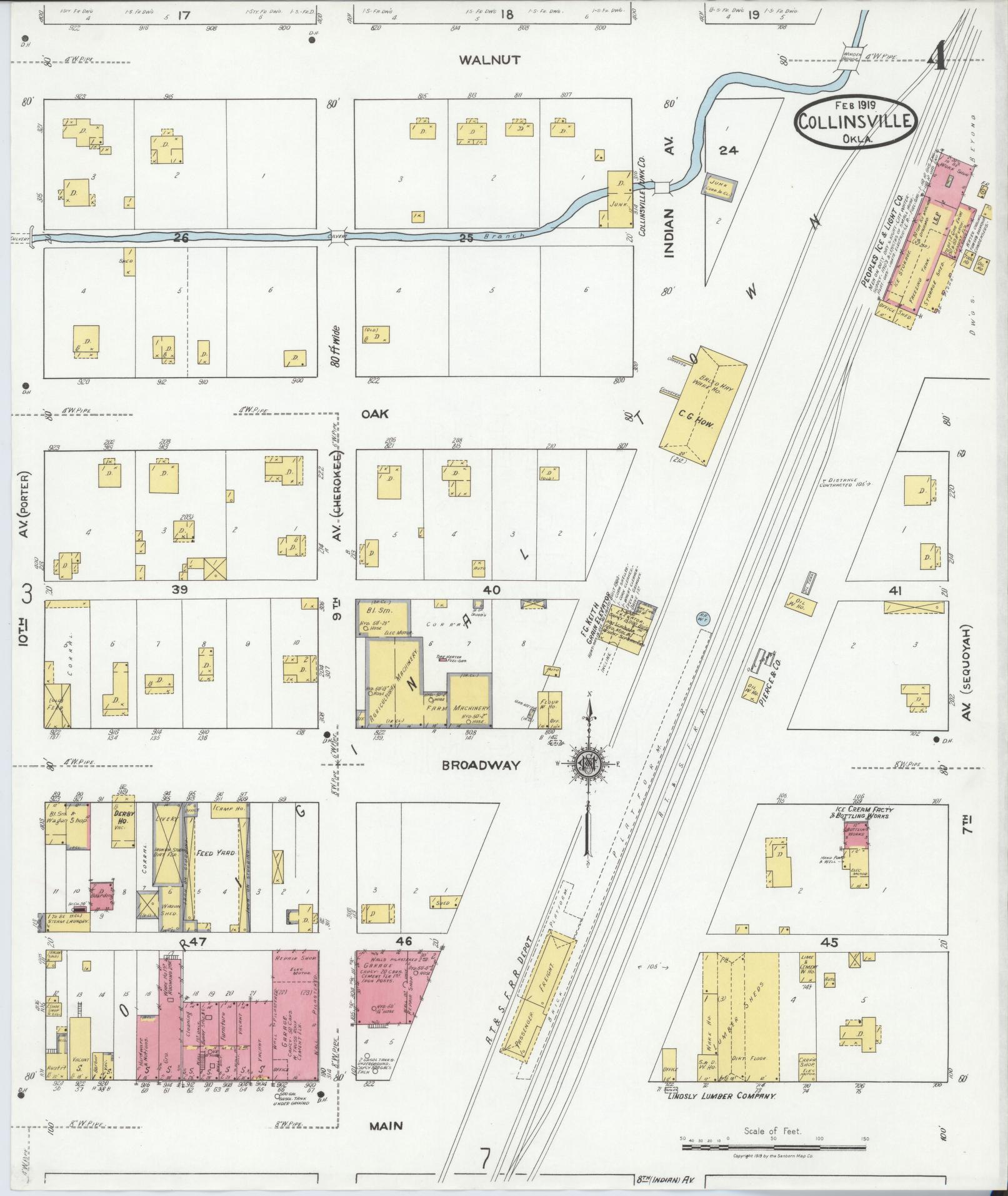 Sanborn Fire Insurance Map from Collinsville, Tulsa County, Oklahoma (1919), Sheet #0004 - Complete Map Set gallery image, historic Sanborn map, vintage wall art, Oklahoma Oklahoma