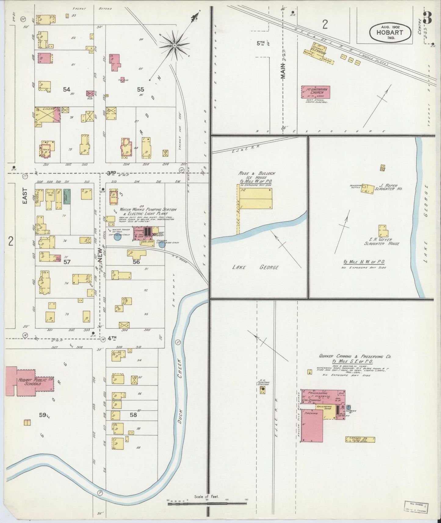 Sanborn Fire Insurance Map from Hobart, Lake County, Indiana (1902), Sheet #0003 - Complete Map Set gallery image, historic Sanborn map, vintage wall art, Indiana Indiana