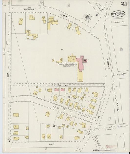 Sanborn Fire Insurance Map from Peekskill, Westchester County, New York (1895), Sheet #0021 - Historic Sanborn Fire Insurance Map Print, vintage old map wall art, antique decor, genealogy gift, New York New York map