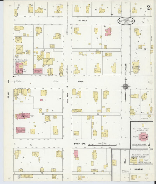 Sanborn Fire Insurance Map from Centreville, Saint Joseph County, Michigan (1911), Sheet #0002 - Historic Sanborn Fire Insurance Map Print, vintage old map wall art, antique decor, genealogy gift, Michigan Michigan map