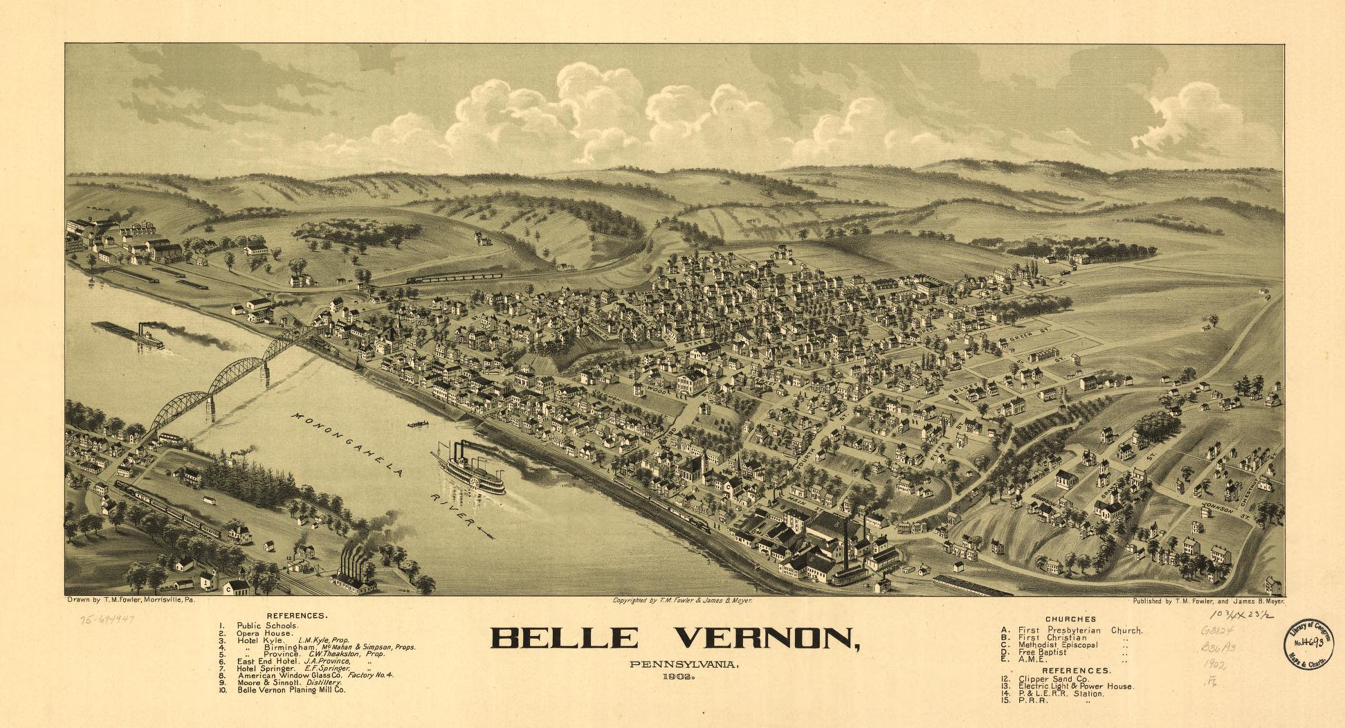 Belle Vernon, Pennsylvania, 1902. (1902) – Historic Bird’s-Eye View Panorama Print