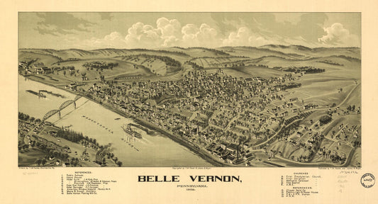 Belle Vernon, Pennsylvania, 1902. (1902) – Historic Bird’s-Eye View Panorama Print