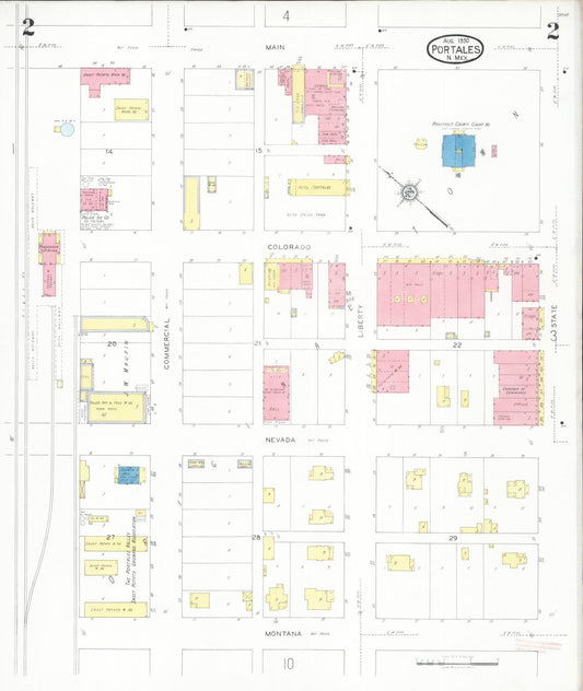 Sanborn Fire Insurance Map from Portales, Roosevelt County, New Mexico (1930), Sheet #0002 - Historic Sanborn Fire Insurance Map Print, vintage old map wall art, antique decor, genealogy gift, New Mexico New Mexico map