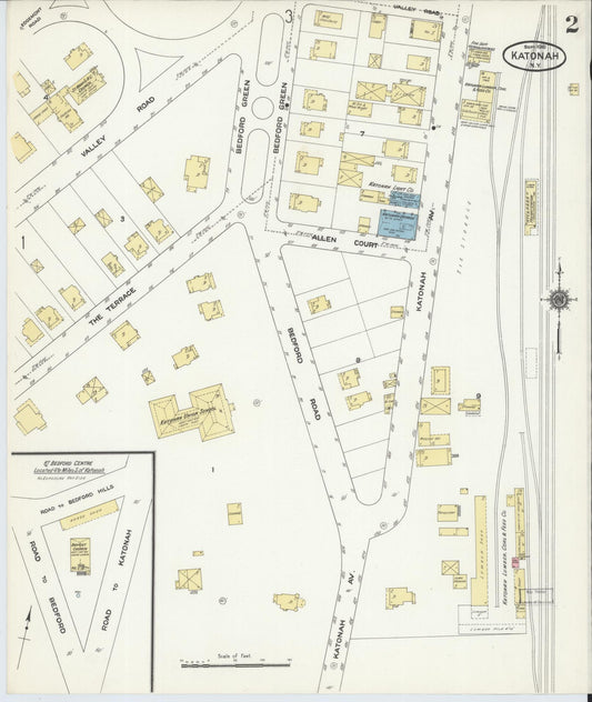 Sanborn Fire Insurance Map from Katonah, Westchester County, New York (1910), Sheet #0002 - Historic Sanborn Fire Insurance Map Print, vintage old map wall art, antique decor, genealogy gift, New York New York map