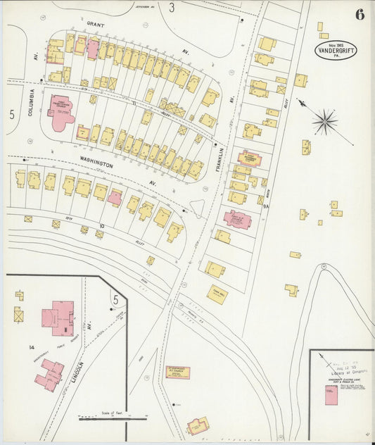 Sanborn Fire Insurance Map from Vandergrift, Westmoreland County, Pennsylvania (1903), Sheet #0006 - Historic Sanborn Fire Insurance Map Print, vintage old map wall art, antique decor, genealogy gift, Pennsylvania Pennsylvania map