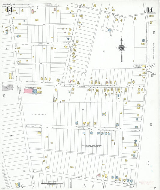 Sanborn Fire Insurance Map from Rockville, Montgomery County, Maryland (1949), Sheet #0014 - Historic Sanborn Fire Insurance Map Print, vintage old map wall art