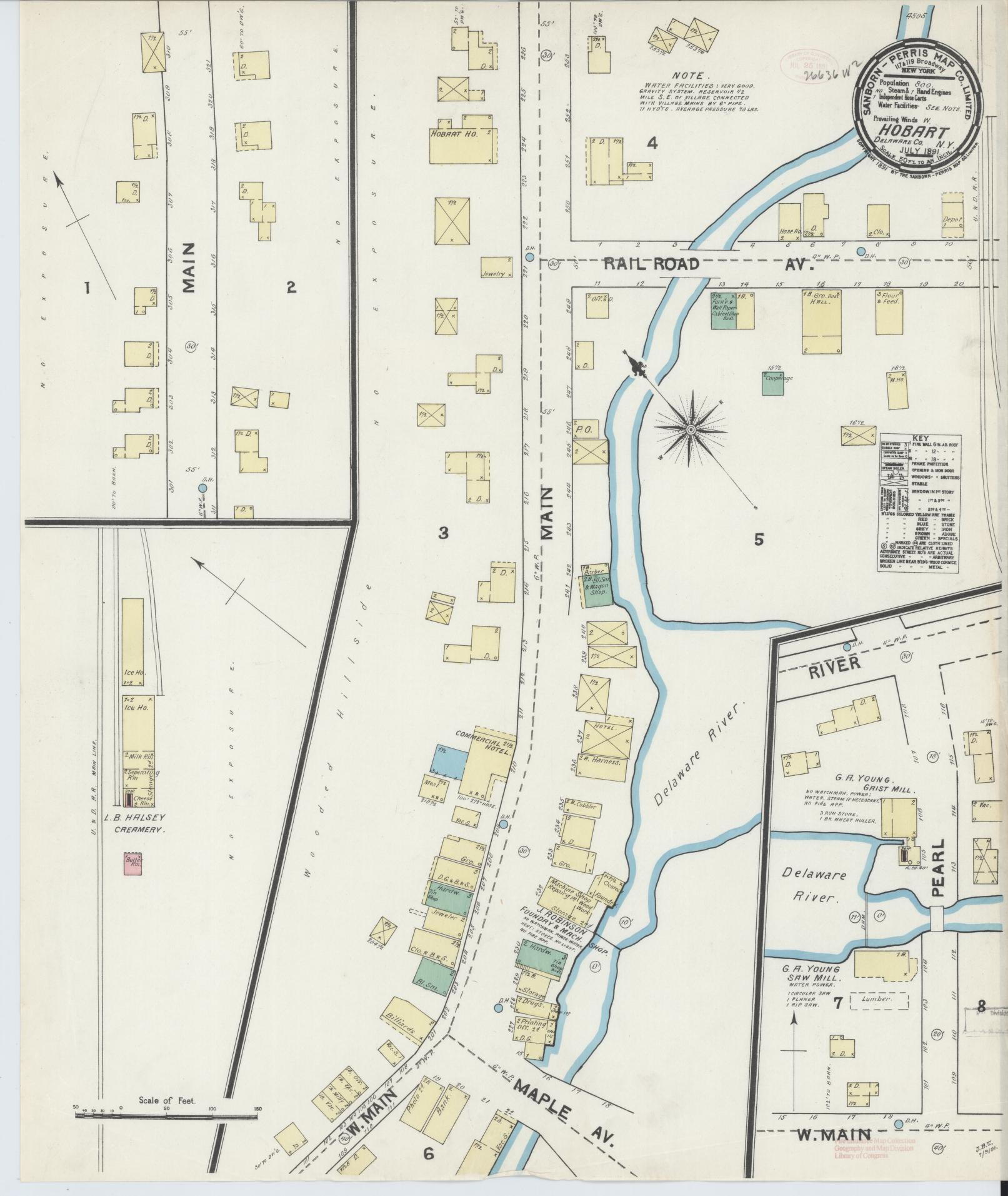 Sanborn Fire Insurance Map from Hobart, Delaware County, New York. (1891) – Historic Sanborn Fire Insurance Map Print