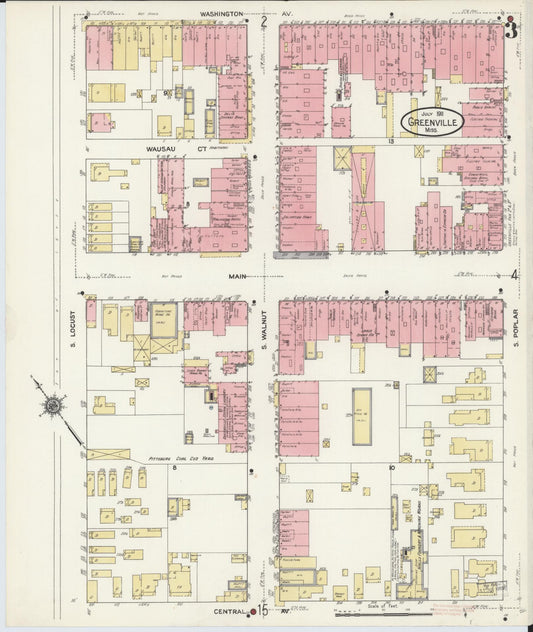 Sanborn Fire Insurance Map from Greenville, Washington County, Mississippi (1911), Sheet #0003 - Historic Sanborn Fire Insurance Map Print, vintage old map wall art, antique decor, genealogy gift, Mississippi Mississippi map