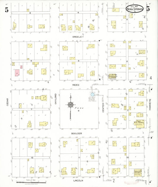 Sanborn Fire Insurance Map from Nora Springs, Floyd County, Iowa (1923), Sheet #0005 - Historic Sanborn Fire Insurance Map Print, vintage old map wall art