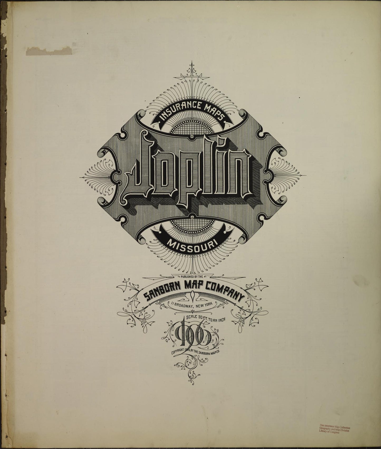 Sanborn Fire Insurance Map from Joplin, Jasper County, Missouri (1906), Sheet #0001 - Historic Sanborn Fire Insurance Map Print, vintage old map wall art, antique decor, genealogy gift, Missouri Missouri map