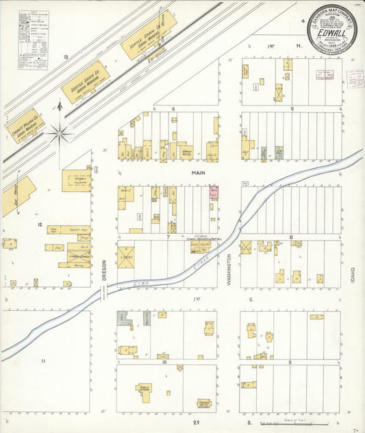Sanborn Fire Insurance Map from Edwall, Lincoln County, Washington (1905), Sheet #0001 - Historic Sanborn Fire Insurance Map Print, vintage old map wall art, antique decor, genealogy gift, Washington Washington map