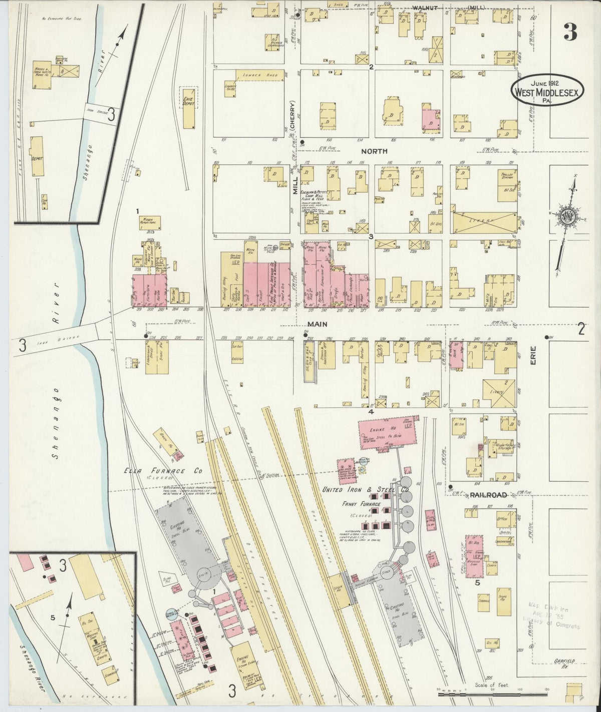 Sanborn Fire Insurance Map from West Middlesex, Mercer County, Pennsylvania (1912), Sheet #0003 - Historic Sanborn Fire Insurance Map Print, vintage old map wall art, antique decor, genealogy gift, Pennsylvania Pennsylvania map