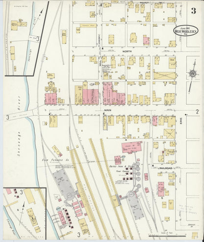 Sanborn Fire Insurance Map from West Middlesex, Mercer County, Pennsylvania (1912), Sheet #0003 - Historic Sanborn Fire Insurance Map Print, vintage old map wall art, antique decor, genealogy gift, Pennsylvania Pennsylvania map