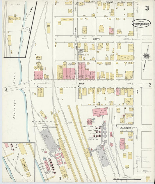 Sanborn Fire Insurance Map from West Middlesex, Mercer County, Pennsylvania (1912), Sheet #0003 - Historic Sanborn Fire Insurance Map Print, vintage old map wall art, antique decor, genealogy gift, Pennsylvania Pennsylvania map