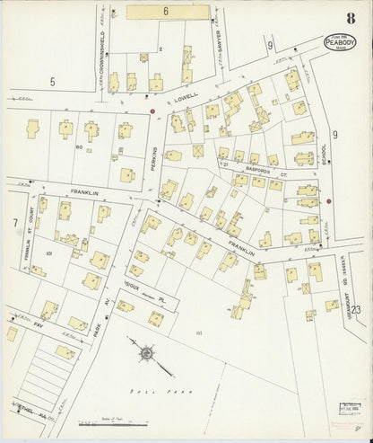 Sanborn Fire Insurance Map from Peabody, Essex County, Massachusetts (1914), Sheet #0008 - Complete Map Set gallery image, historic Sanborn map, vintage wall art, Massachusetts Massachusetts