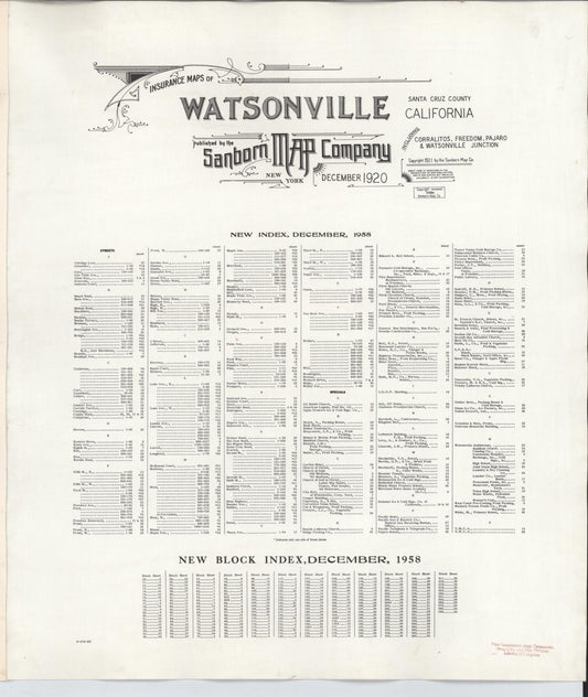 Sanborn Fire Insurance Map from Watsonville, Santa Cruz County, California. (1962) – Historic Sanborn Fire Insurance Map Print