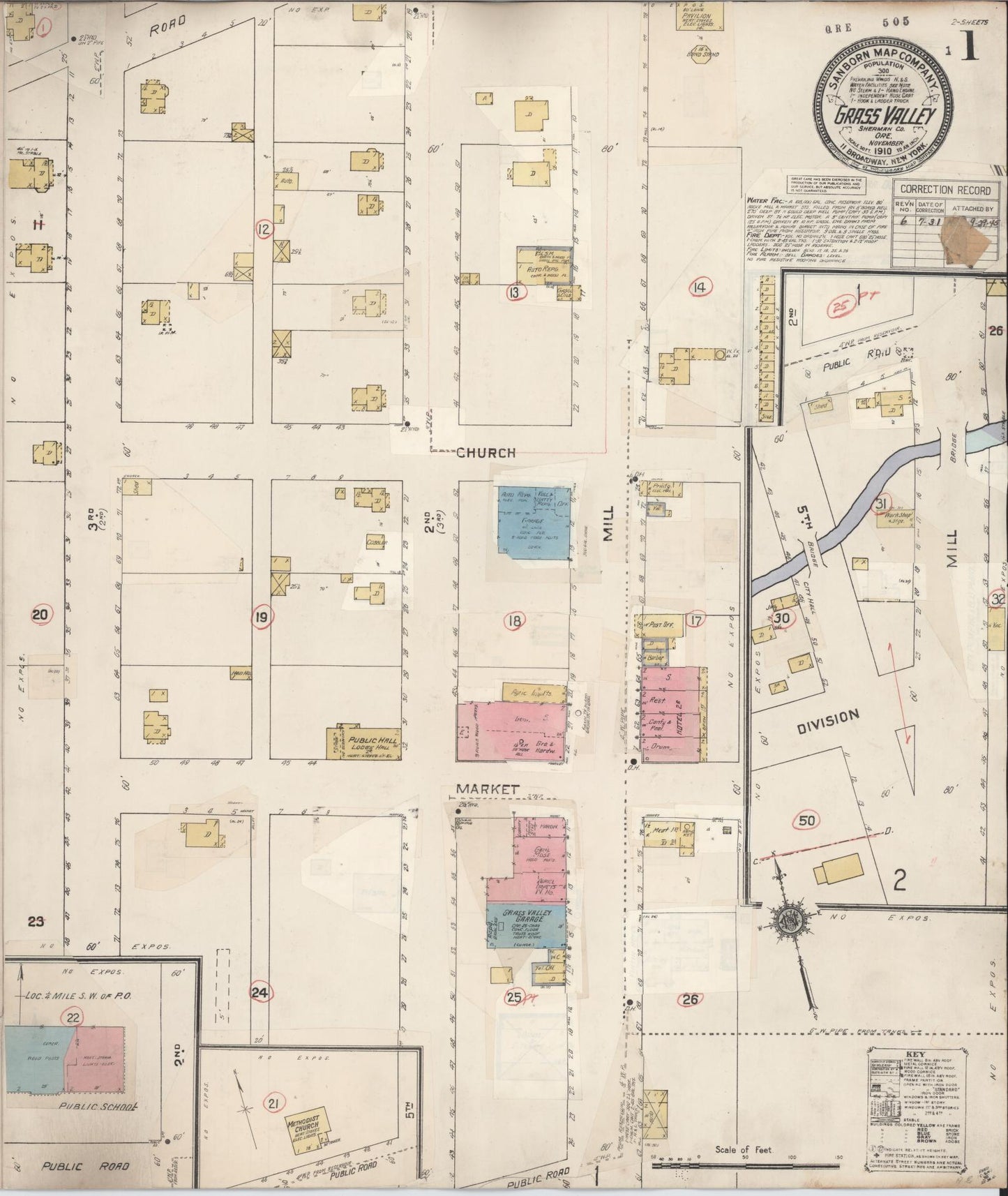 Sanborn Fire Insurance Map from Grass Valley, Sherman County, Oregon (1931), Sheet #0001 - Complete Map Set gallery image, historic Sanborn map, vintage wall art, Oregon Oregon
