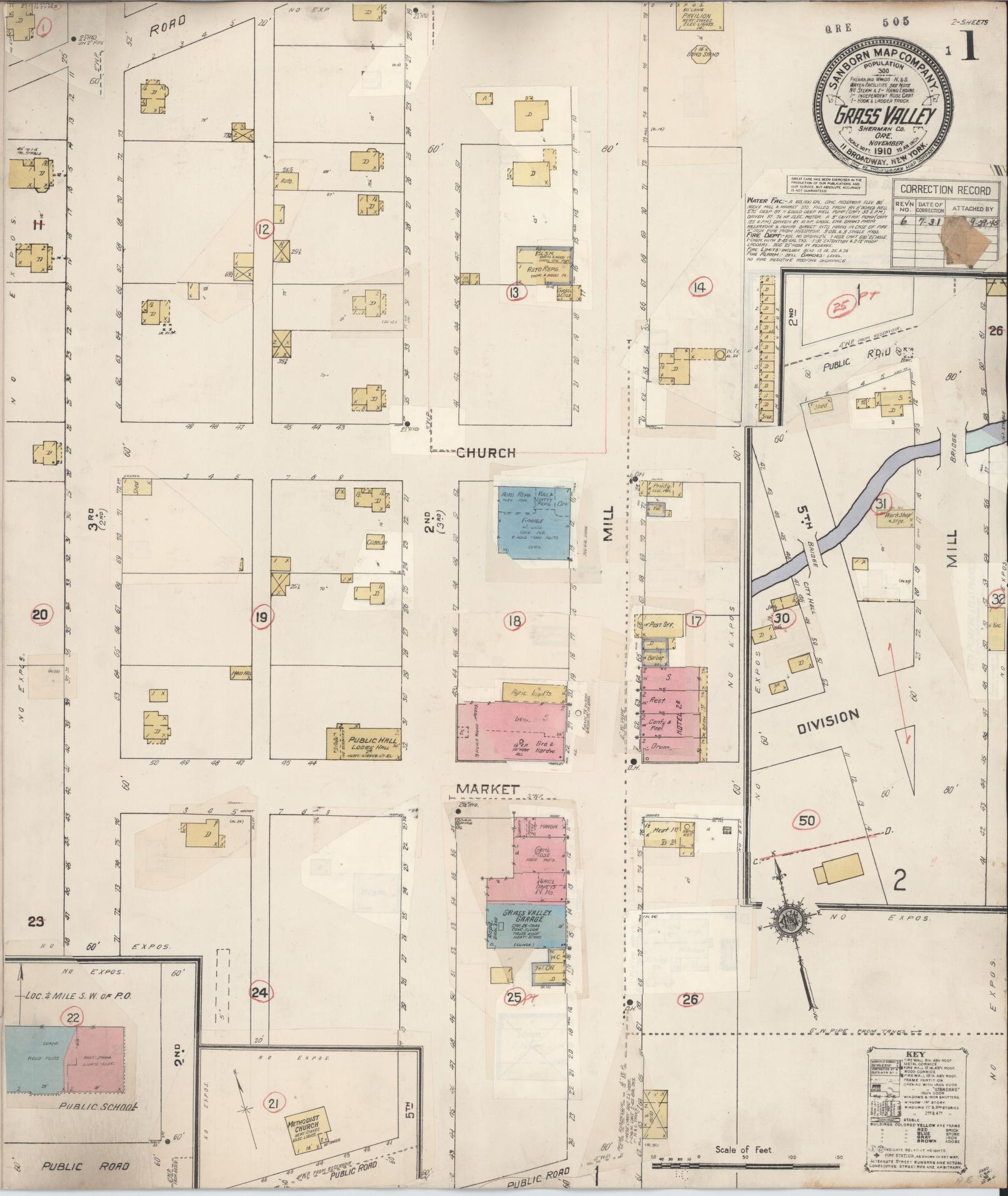 Sanborn Fire Insurance Map from Grass Valley, Sherman County, Oregon (1931), Sheet #0001 - Complete Map Set gallery image, historic Sanborn map, vintage wall art, Oregon Oregon