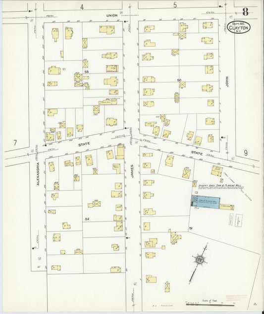 Sanborn Fire Insurance Map from Clayton, Jefferson County, New York (1912), Sheet #0008 - Historic Sanborn Fire Insurance Map Print, vintage old map wall art, antique decor, genealogy gift, New York New York map