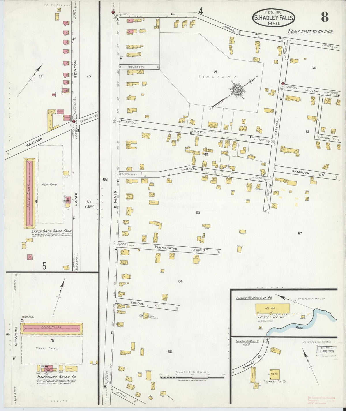 Sanborn Fire Insurance Map from South Hadley Falls, Hampshire County, Massachusetts (1918), Sheet #0008 - Complete Map Set gallery image, historic Sanborn map, vintage wall art, Massachusetts Massachusetts