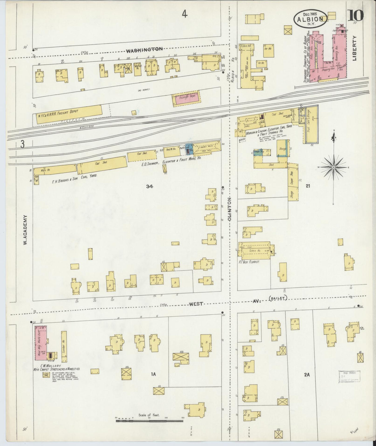 Sanborn Fire Insurance Map from Albion, Orleans County, New York (1905), Sheet #0010 - Complete Map Set gallery image, historic Sanborn map, vintage wall art, New York New York