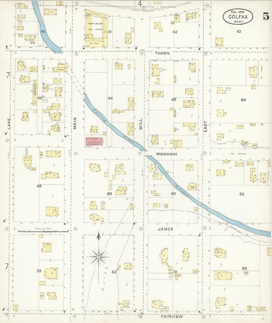 Sanborn Fire Insurance Map from Colfax, Whitman County, Washington (1899), Sheet #0005 - Historic Sanborn Fire Insurance Map Print, vintage old map wall art, antique decor, genealogy gift, Washington Washington map