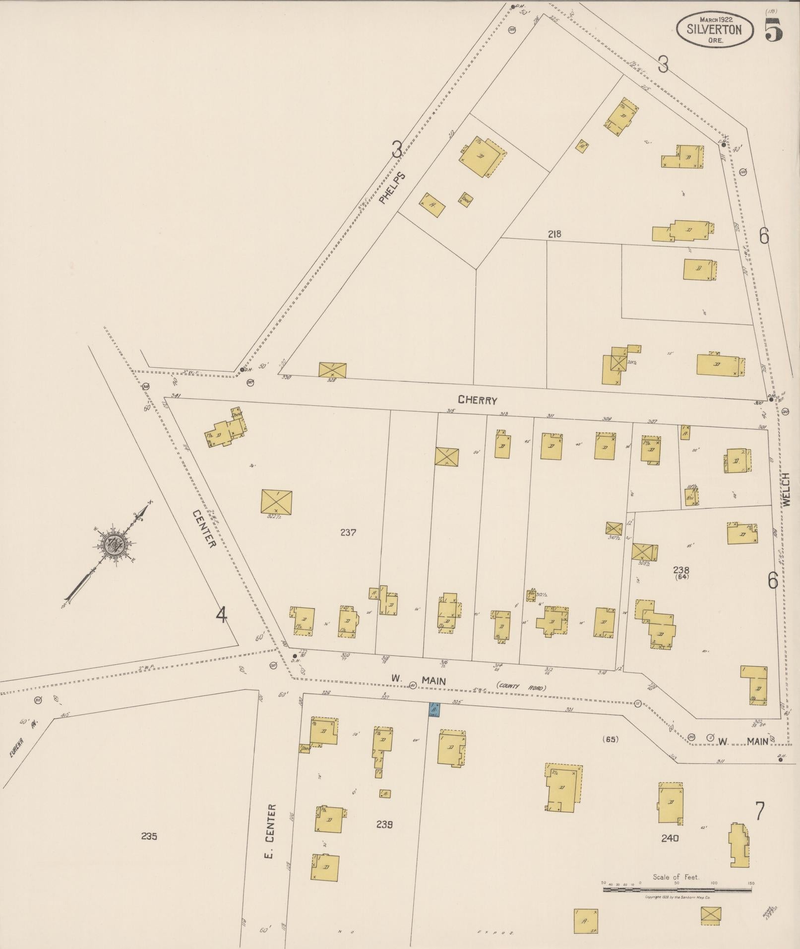 Sanborn Fire Insurance Map from Silverton, Marion County, Oregon (1922), Sheet #0005 - Complete Map Set gallery image, historic Sanborn map, vintage wall art, Oregon Oregon