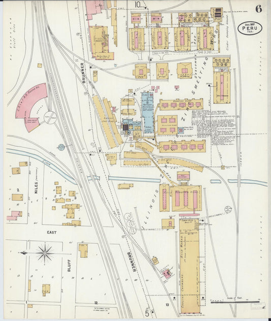 Sanborn Fire Insurance Map from Peru, La Salle County, Illinois (1897), Sheet #0006 - Historic Sanborn Fire Insurance Map Print, vintage old map wall art, antique decor, genealogy gift, Illinois Illinois map