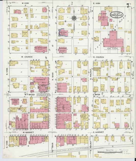 Sanborn Fire Insurance Map from Orrville, Wayne County, Ohio (1920), Sheet #0007 - Historic Sanborn Fire Insurance Map Print, vintage old map wall art, antique decor, genealogy gift, Ohio Ohio map