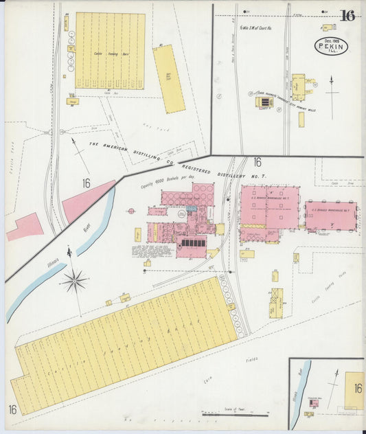 Sanborn Fire Insurance Map from Pekin, Tazewell County, Illinois (1903), Sheet #0016 - Historic Sanborn Fire Insurance Map Print, vintage old map wall art, antique decor, genealogy gift, Illinois Illinois map