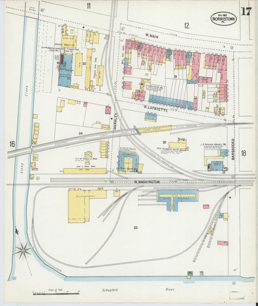 Sanborn Fire Insurance Map from Norristown, Montgomery County, Pennsylvania (1902), Sheet #0017 - Historic Sanborn Fire Insurance Map Print, vintage old map wall art, antique decor, genealogy gift, Pennsylvania Pennsylvania map