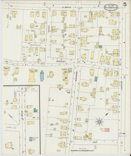 Sanborn Fire Insurance Map from Ellenville, Ulster County, New York (1894), Sheet #0005 - Historic Sanborn Fire Insurance Map Print, vintage old map wall art, antique decor, genealogy gift, New York New York map