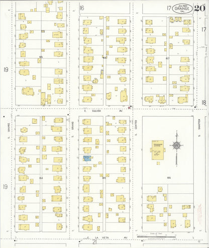 Sanborn Fire Insurance Map from Orange, Orange County, California (1922), Sheet #0020 - Complete Map Set gallery image, historic Sanborn map, vintage wall art, California California