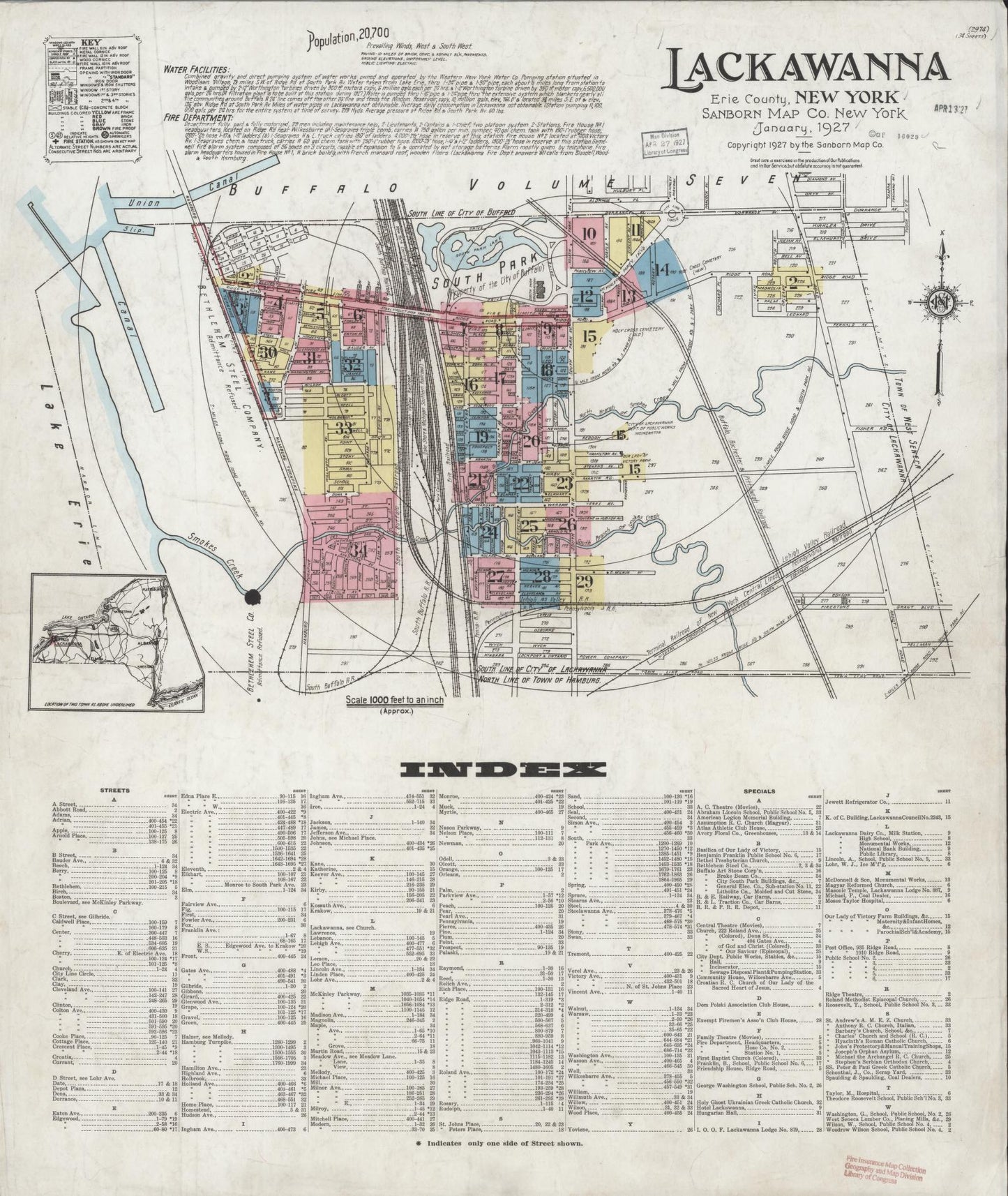 Sanborn Fire Insurance Map from Lackawanna, Erie County, New York. (1927) – Historic Sanborn Fire Insurance Map Print
