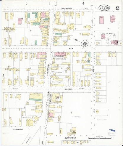 Sanborn Fire Insurance Map from Dover, Kent County, Delaware (1904), Sheet #0002 - Complete Map Set gallery image, historic Sanborn map, vintage wall art, Delaware Delaware