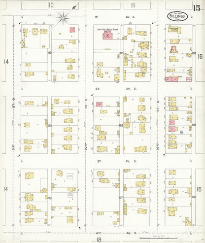 Sanborn Fire Insurance Map from Billings, Yellowstone County, Montana (1903), Sheet #0015 - Complete Map Set gallery image, historic Sanborn map, vintage wall art, Montana Montana