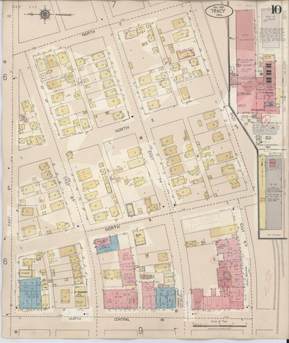 Sanborn Fire Insurance Map from Tracy, San Joaquin County, California (1945), Sheet #0010 - Complete Map Set gallery image, historic Sanborn map, vintage wall art, California California