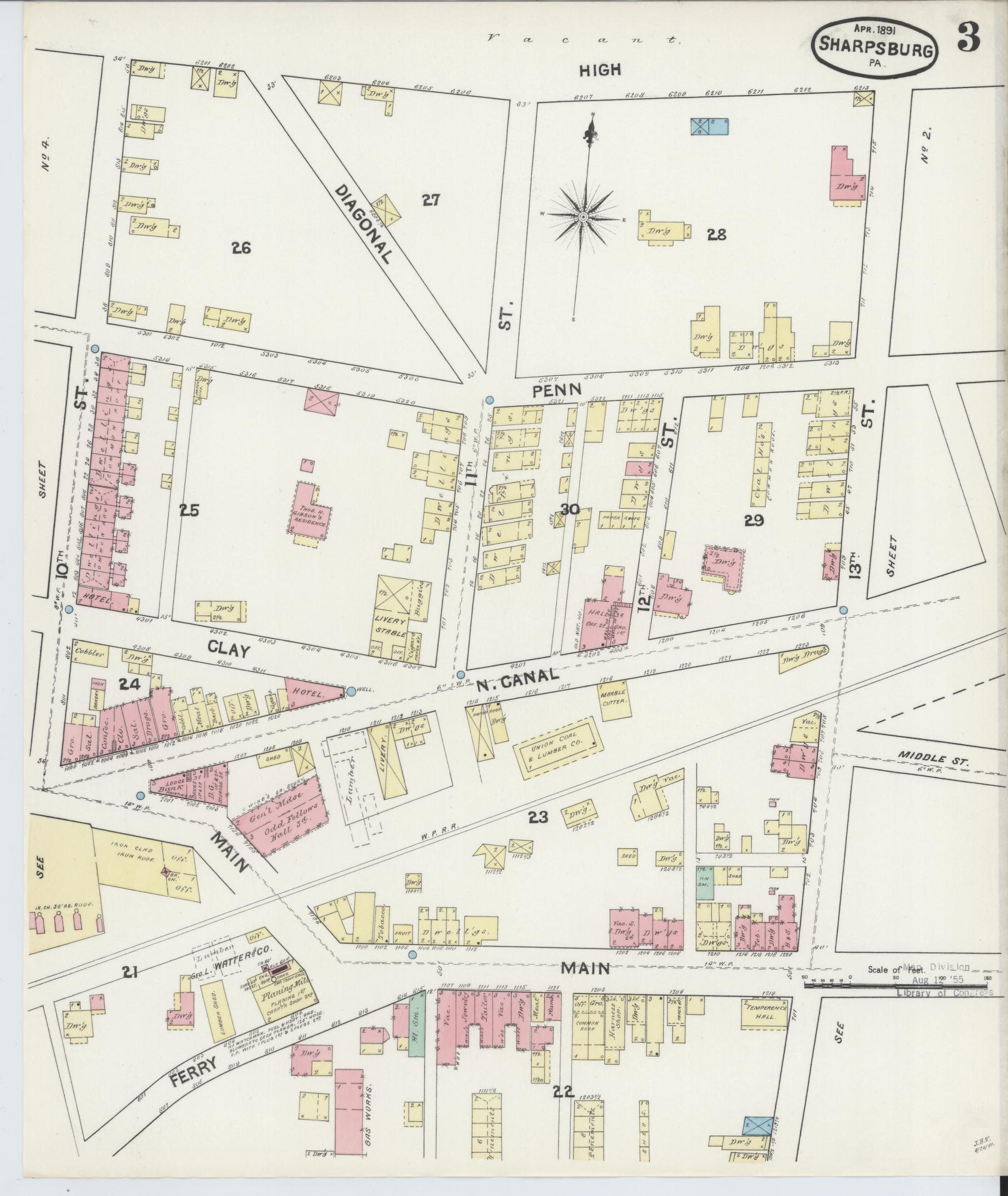 Sanborn Fire Insurance Map from Sharpsburg, Allegheny County, Pennsylvania (1891), Sheet #0003 - Complete Map Set gallery image, historic Sanborn map, vintage wall art, Pennsylvania Pennsylvania