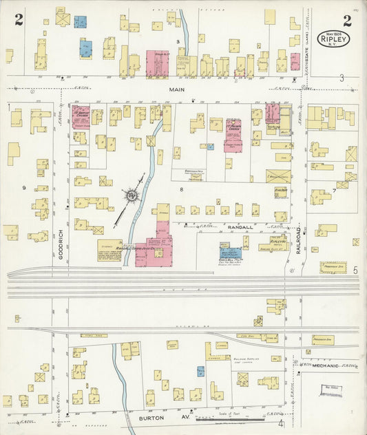 Sanborn Fire Insurance Map from Ripley, Chautauqua County, New York (1924), Sheet #0002 - Historic Sanborn Fire Insurance Map Print, vintage old map wall art, antique decor, genealogy gift, New York New York map