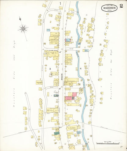 Sanborn Fire Insurance Map from Wardner, Shoshone County, Idaho (1896), Sheet #0002 - Complete Map Set gallery image, historic Sanborn map, vintage wall art, Idaho Idaho
