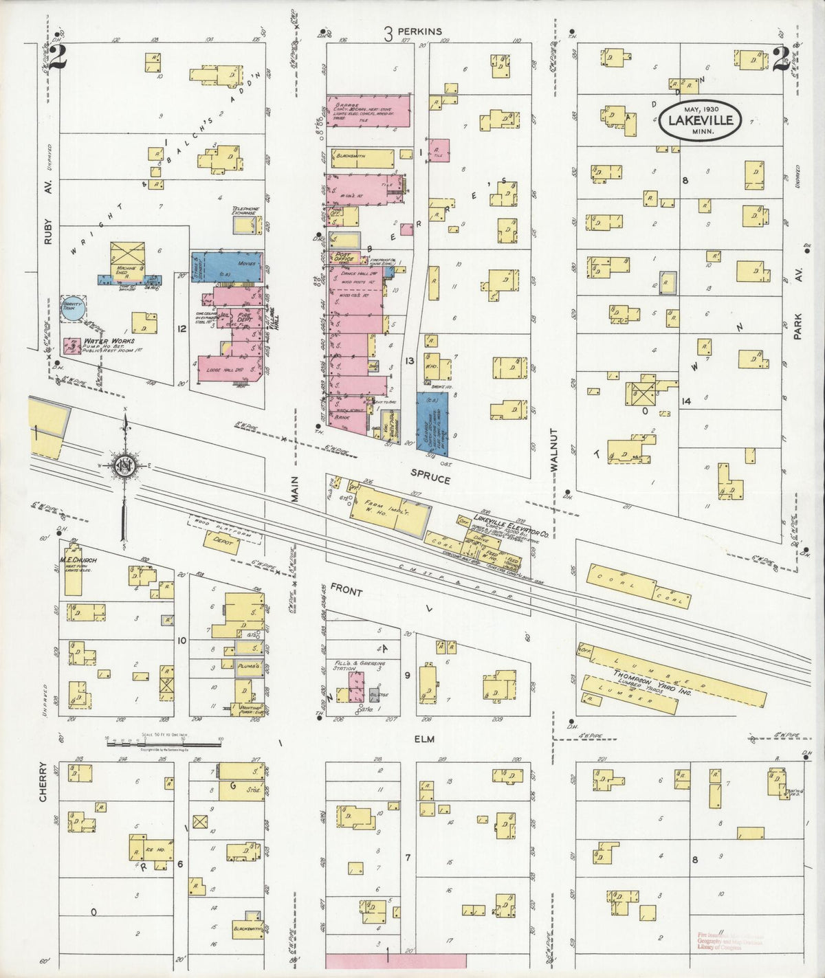 Sanborn Fire Insurance Map from Lakeville, Dakota County, Minnesota (1930), Sheet #0002 - Complete Map Set gallery image, historic Sanborn map, vintage wall art, Minnesota Minnesota