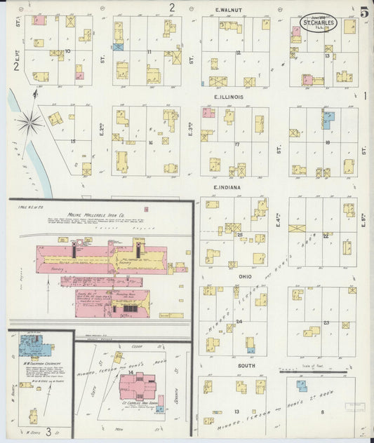 Sanborn Fire Insurance Map from Saint Charles, Kane County, Illinois (1898), Sheet #0005 - Historic Sanborn Fire Insurance Map Print, vintage old map wall art, antique decor, genealogy gift, Illinois Illinois map