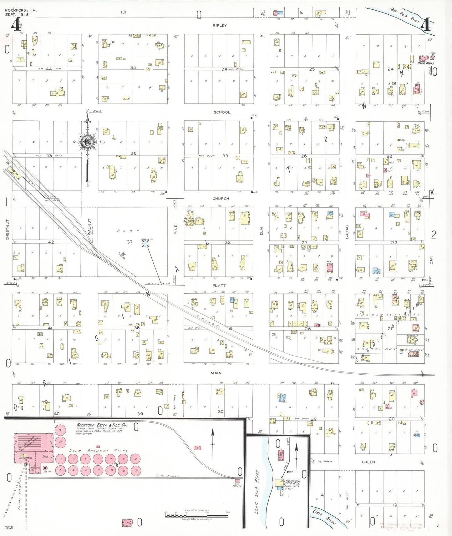 Sanborn Fire Insurance Map from Rockford, Floyd County, Iowa (1948), Sheet #0004 - Historic Sanborn Fire Insurance Map Print