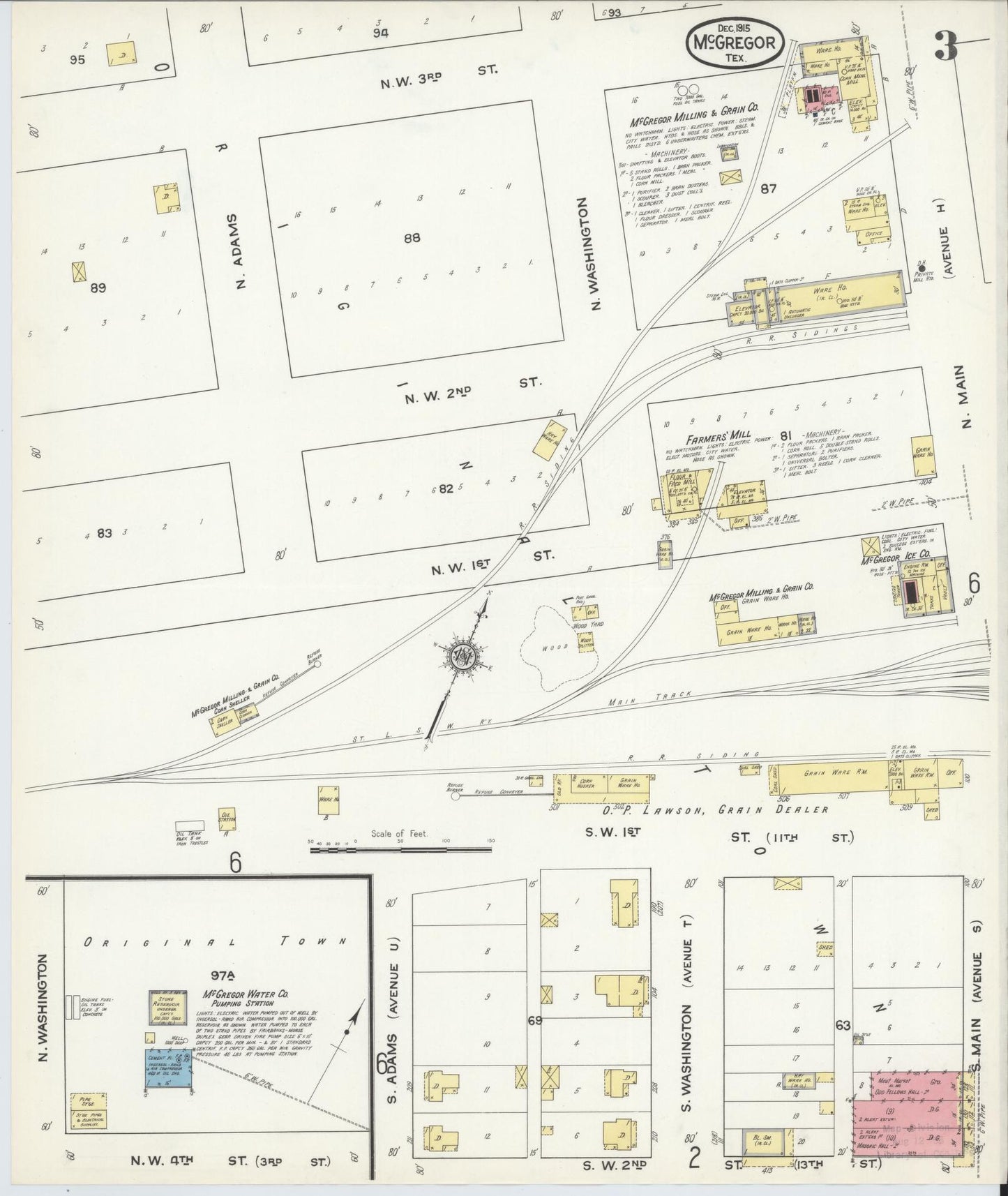 Sanborn Fire Insurance Map from McGregor, McLennan County, Texas (1915), Sheet #0003 - Complete Map Set gallery image, historic Sanborn map, vintage wall art, Texas Texas