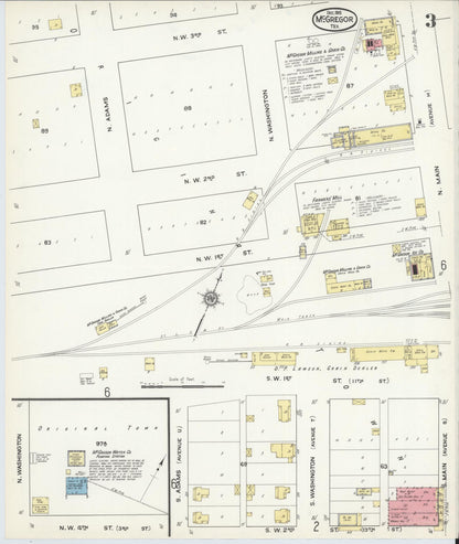 Sanborn Fire Insurance Map from McGregor, McLennan County, Texas (1915), Sheet #0003 - Complete Map Set gallery image, historic Sanborn map, vintage wall art, Texas Texas