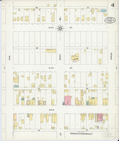 Sanborn Fire Insurance Map from Tower, Saint Louis County, Minnesota (1904), Sheet #0004 - Complete Map Set gallery image, historic Sanborn map, vintage wall art, Minnesota Minnesota