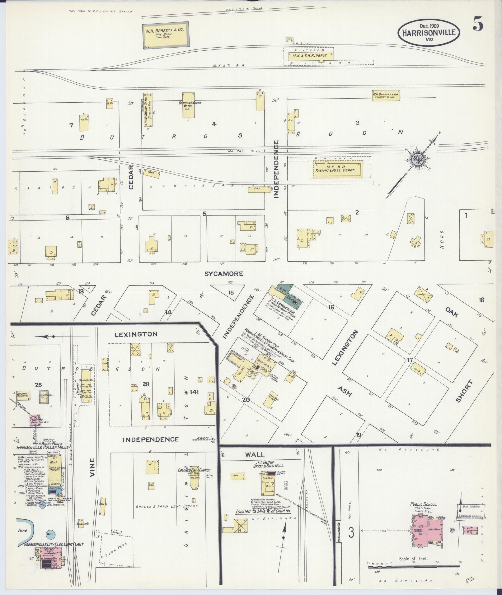 Sanborn Fire Insurance Map from Harrisonville, Cass County, Missouri (1909), Sheet #0005 - Complete Map Set gallery image, historic Sanborn map, vintage wall art, Missouri Missouri